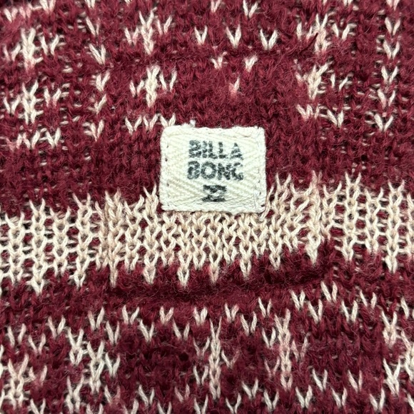 Billabong | Long Open Front Knit Cardigan Burgundy Aztec Pattern | XL - Picture 5 of 7